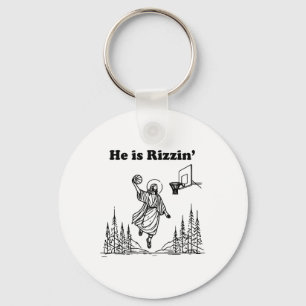 He Is Rizzin Funny Jesus Bysketbyll Easter Christi Key Ring
