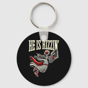 He Is Rizzin Funny Jesus Bysketll Meme  Key Ring