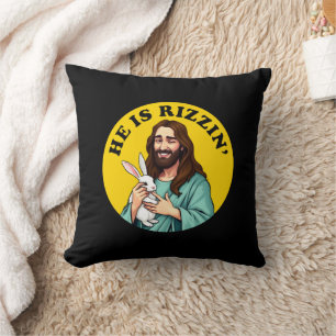 He Is Rizzin Funny Jesus Christian Easter Day Cushion