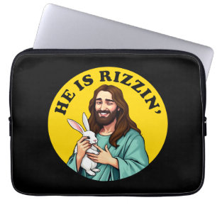 He Is Rizzin Funny Jesus Christian Easter Day Laptop Sleeve