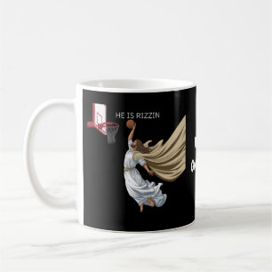 He Is Rizzin Funny Jesus Playing Basketball Retro  Coffee Mug