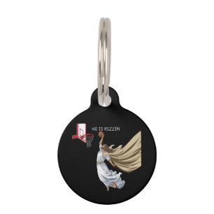 He Is Rizzin Funny Jesus Playing Basketball Retro  Pet Tag