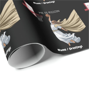 He Is Rizzin Funny Jesus Playing Basketball Retro Wrapping Paper
