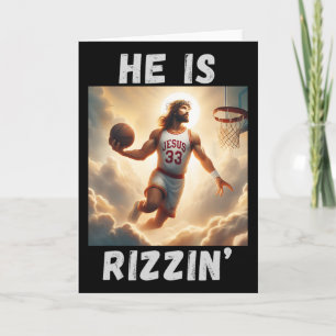 He Is Rizzin Funny Jesus Playing Bysketbyll Card