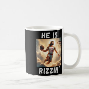 He Is Rizzin Funny Jesus Playing Bysketbyll Coffee Mug
