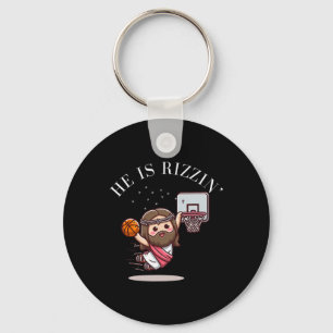 He Is Rizzin Funny Jesus Playing Sketll1 Key Ring