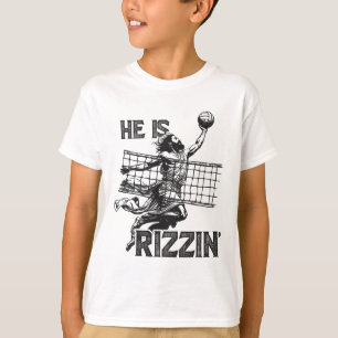 He Is Rizzin Funny Jesus Playing Volleybyll Player T-Shirt