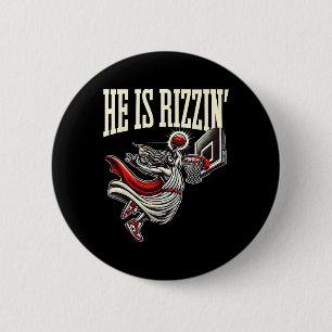 He Is Rizzin Funny Jesus Sketll Meme 6 Cm Round Badge