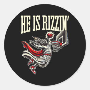 He Is Rizzin Funny Jesus Sketll Meme Classic Round Sticker