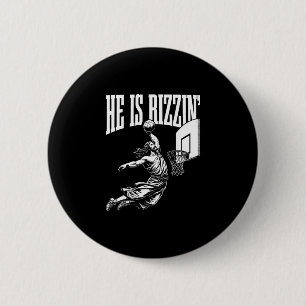 He Is Rizzin Funny Jesus Sketll Meme Easter Christ 6 Cm Round Badge