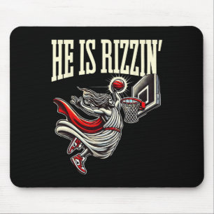 He Is Rizzin Funny Jesus Sketll Meme Mouse Mat