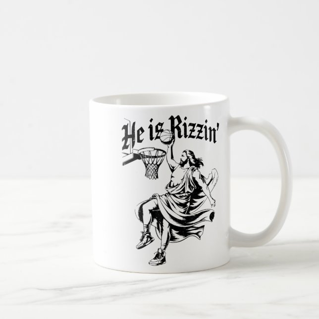 He Is Rizzin Jesus Basketball Youth Toddler Christ Coffee Mug (Right)