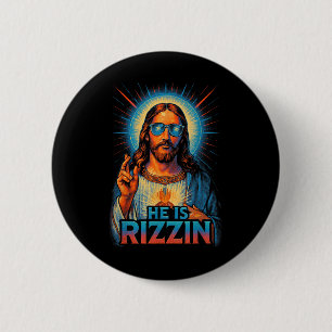 He Is Rizzin Jesus Blessing Gesture Love Easter 6 Cm Round Badge