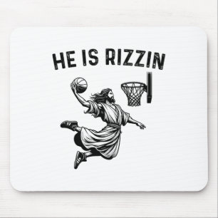He Is Rizzin Jesus Bysketbyll Christian Religious Mouse Mat