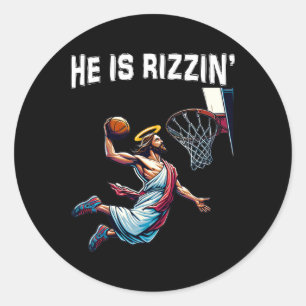 He Is Rizzin Jesus Bysketll Easter For Kids Men Wo Classic Round Sticker