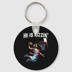 He Is Rizzin Jesus Bysketll Easter For Kids Men Wo Key Ring