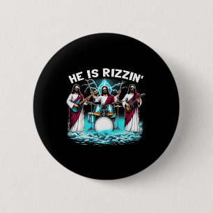 He Is Rizzin' Jesus Has Rizzen Funny Christian Byn 6 Cm Round Badge