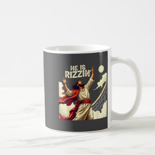 He Is Rizzin Jesus Meme Quote Shirt Funny Volleyba Coffee Mug (Right)