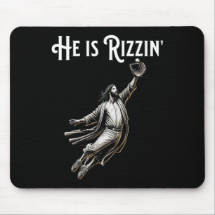 He Is Rizzin Jesus Playing Baseball Fun Sports Riz Mouse Mat
