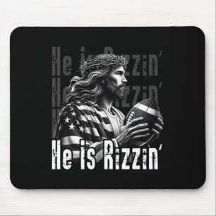 He Is Rizzin Jesus Playing Footbyll Funny Sports C Mouse Mat