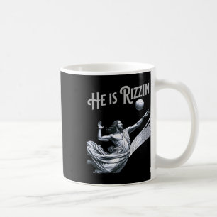 He Is Rizzin Jesus Playing Volleyball Funny Sports Coffee Mug