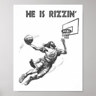 He Is Rizzin Risen Basketball Easter Christian Men Poster