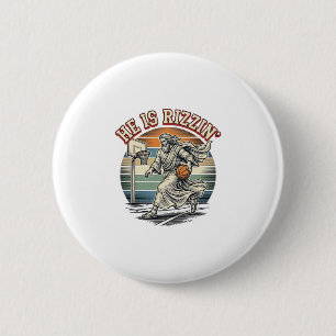 He Is Rizzin Vintage Basketball Religious Shirt De 6 Cm Round Badge