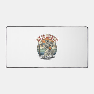 He Is Rizzin Vintage Basketball Religious Shirt De Desk Mat