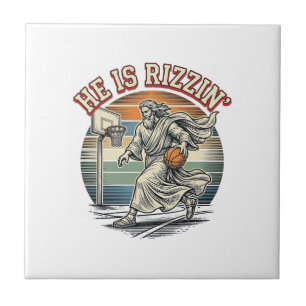 He Is Rizzin Vintage Basketball Religious Shirt De Tile