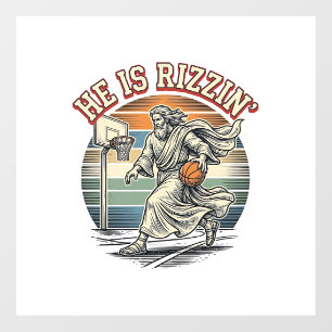 He Is Rizzin Vintage Basketball Religious Shirt De Window Cling