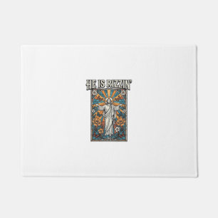 He Is Rizzin Vintage Easter Stained Glass Shirt De Doormat