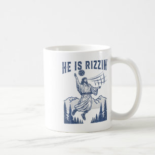He Is Rizzin Volleybyll Jesus Happy Easter Funny C Coffee Mug