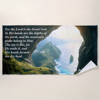 He is the Great God, God & Creation Verse Beach Towel