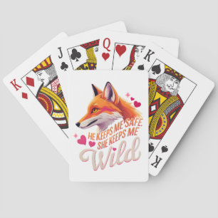 He Keeps Me Safe She Keeps Me Wolf Lover couple Playing Cards