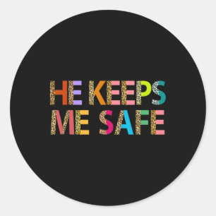 He Keeps Me Safe Wolf For Lovers Girlfriend Wife V Classic Round Sticker