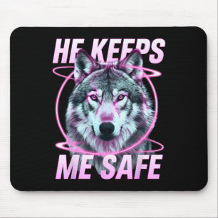 He Keeps Me Safe Wolves Valentine Day's For Lovers Mouse Mat