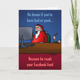 He Knows If You've Been Bad Funny Santa Card