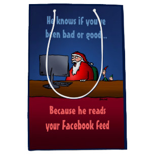 He Knows If You've Been Bad Funny Santa Medium Gift Bag