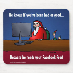He Knows If You've Been Bad Funny Santa Mouse Mat