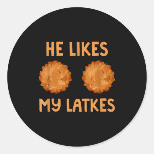He Likes My Latkes Hanukkah Couple Matching Jewish Classic Round Sticker