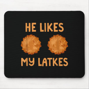 He Likes My Latkes Hanukkah Couple Matching Jewish Mouse Mat