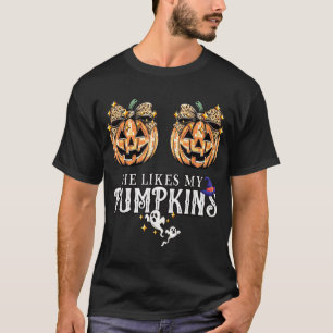 He Likes My Pumpkins I Love His Magic Wand Couples T-Shirt