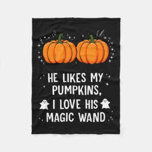 He likes my pumpkins i love his magic wand fleece blanket