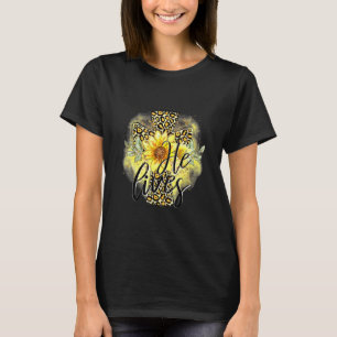 He Lives Sunflowers Faith Jesus Cross Christian Ea T-Shirt