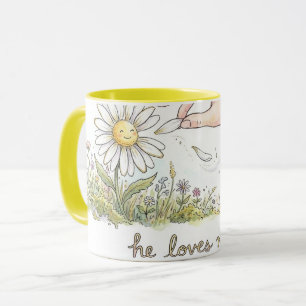 He Loves me - Daisy Love me not Whimsical Combo Mug