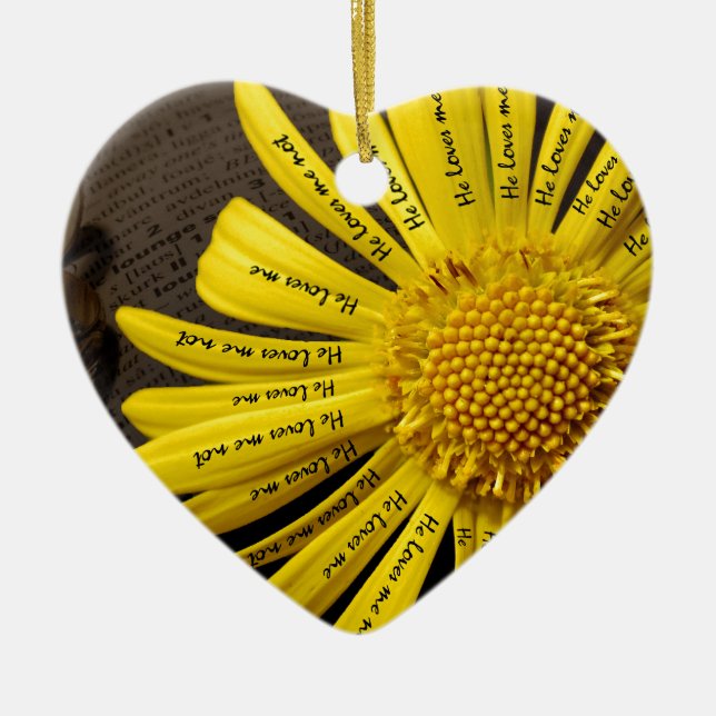 he loves me he loves me not ceramic tree decoration (Front)