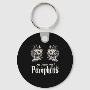 He Loves My Pumpkins I Love His Broomstick Couples Key Ring