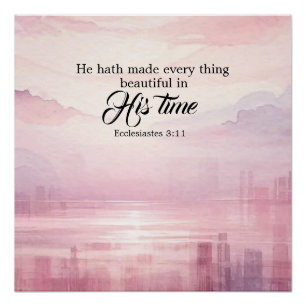 "He Made Everything Beautiful" Watercolor Sunset Poster