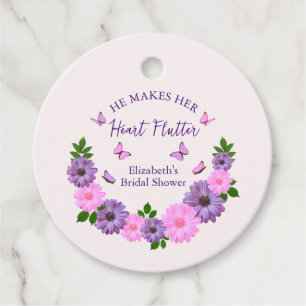 He Makes Her Heart Flutter Butterfly Bridal Shower Favour Tags