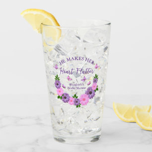 He Makes Her Heart Flutter Butterfly Bridal Shower Glass